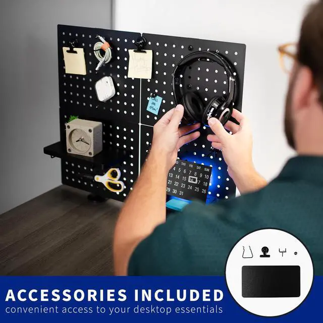 Alt view image 5 of 7 - VIVO Steel Clamp-on 24" x 20" Desktop Pegboard (x2), Magnetic Privacy Panel