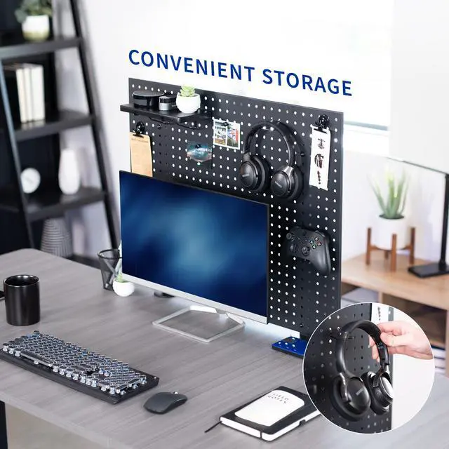 Alt view image 5 of 7 - VIVO Steel Clamp-on 30" x 24" Desktop Pegboard, Magnetic Privacy Panel