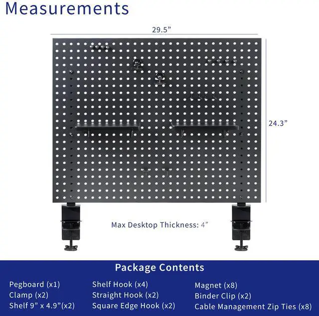 Alt view image 3 of 7 - VIVO Steel Clamp-on 30" x 24" Desktop Pegboard, Magnetic Privacy Panel