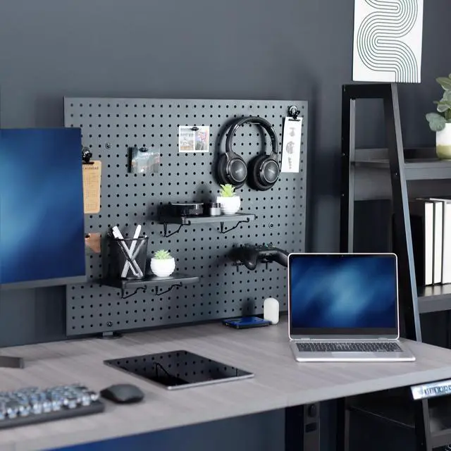 Alt view image 2 of 7 - VIVO Steel Clamp-on 30" x 24" Desktop Pegboard, Magnetic Privacy Panel