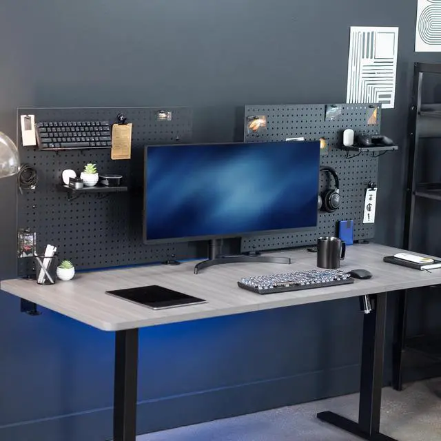 Alt view image 2 of 7 - VIVO Dual Steel Clamp-on 60" x 24" Desktop Pegboard, Magnetic Privacy Panel