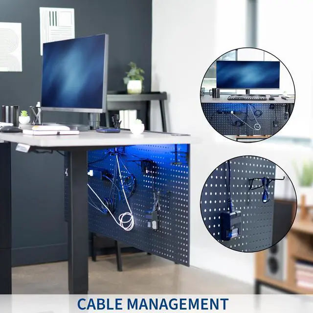 Alt view image 7 of 7 - VIVO Dual Steel Clamp-on 60" x 24" Desktop Pegboard, Magnetic Privacy Panel