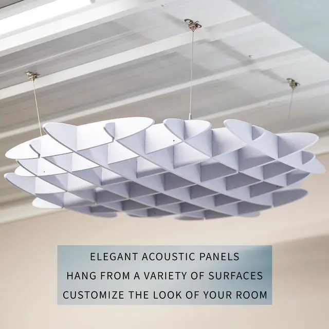 Alt view image 2 of 7 - VIVO Light Gray Acoustic Ceiling Waffle Panel