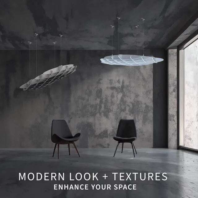 Alt view image 7 of 7 - VIVO Light Gray Acoustic Ceiling Waffle Panel