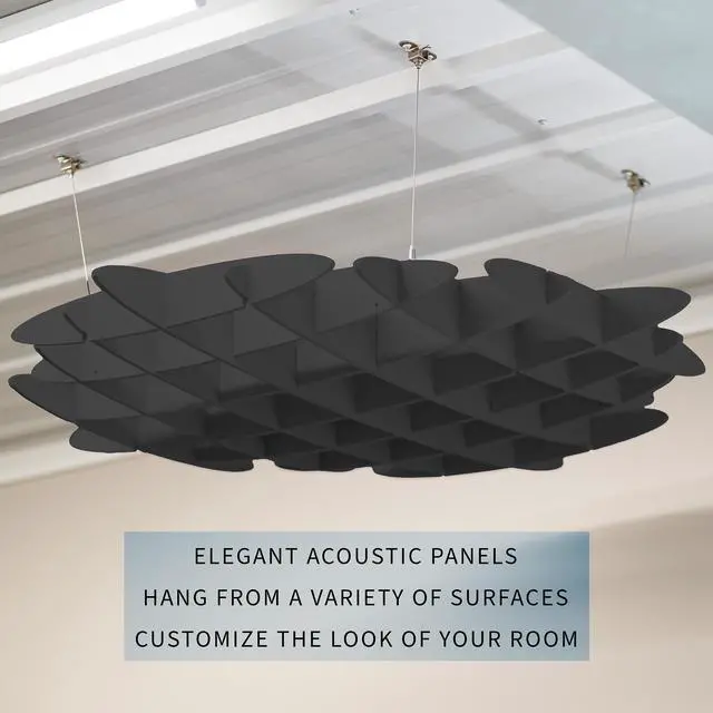 Alt view image 2 of 7 - VIVO Black Acoustic Ceiling Waffle Panel, PP-CW01B
