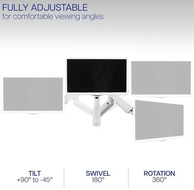 Alt view image 4 of 8 - VIVO White Pneumatic Spring Extended Arm, Full Motion Articulating 17" to 32" Monitor Wall Mount (MOUNT-V001GW)
