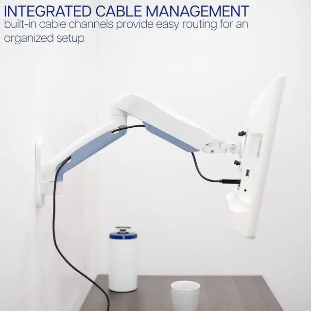 Alt view image 6 of 8 - VIVO White Pneumatic Spring Extended Arm, Full Motion Articulating 17" to 32" Monitor Wall Mount (MOUNT-V001GW)