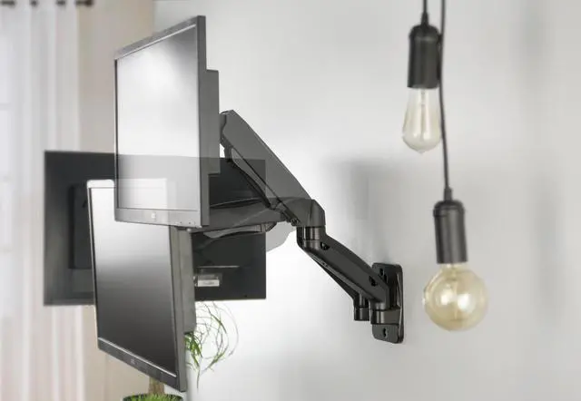 Alt view image 5 of 7 - VIVO Black Pneumatic Spring Extended Arm, Full Motion Articulating Dual 17" to 32" Computer Monitor Wall Mount (MOUNT-V002G)
