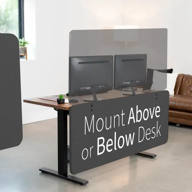 Alt view image 5 of 7 - VIVO Dark Gray Clamp-on/Screw-on 60x24 inch Desktop Privacy Panel, Desk Divider