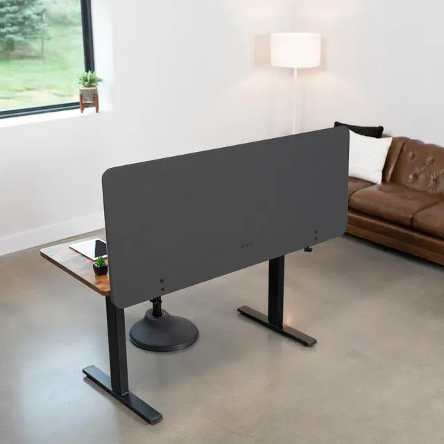 Alt view image 2 of 7 - VIVO Dark Gray Clamp-on/Screw-on 60x24 inch Desktop Privacy Panel, Desk Divider