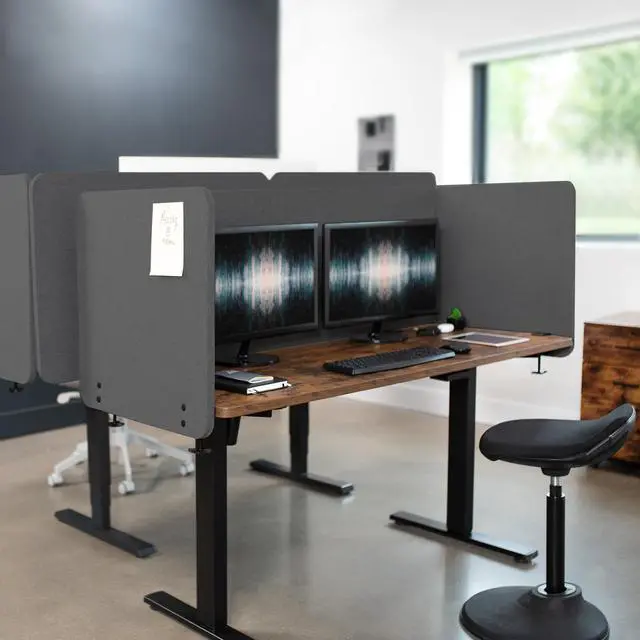 Alt view image 7 of 7 - VIVO Dark Gray Clamp-on/Screw-on 60x24 inch Desktop Privacy Panel, Desk Divider