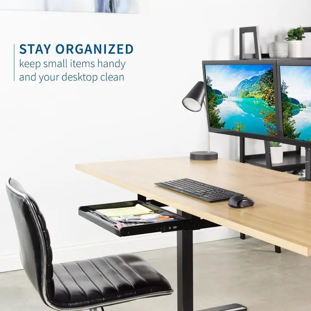 Alt view image 7 of 7 - VIVO Black 17 Mounted Sliding Under Desk Slim Pull-out Pencil Drawer | Office Storage Organizer (DESK-AC04D)