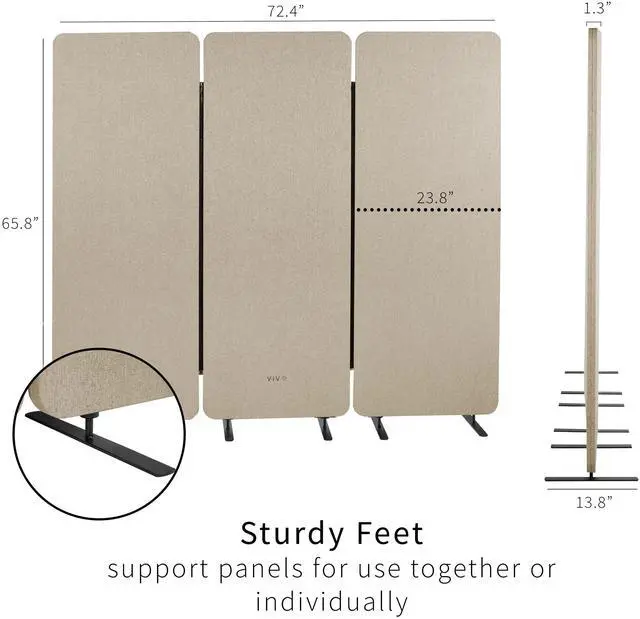 Alt view image 3 of 7 - VIVO Beige 72 x 66 inch Privacy Panel Office Partition, Cubicle Room Divider