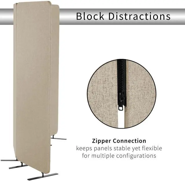 Alt view image 5 of 7 - VIVO Beige 72 x 66 inch Privacy Panel Office Partition, Cubicle Room Divider