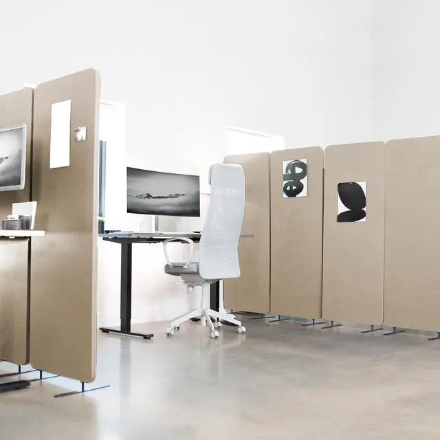 Alt view image 2 of 7 - VIVO Beige 72 x 66 inch Privacy Panel Office Partition, Cubicle Room Divider