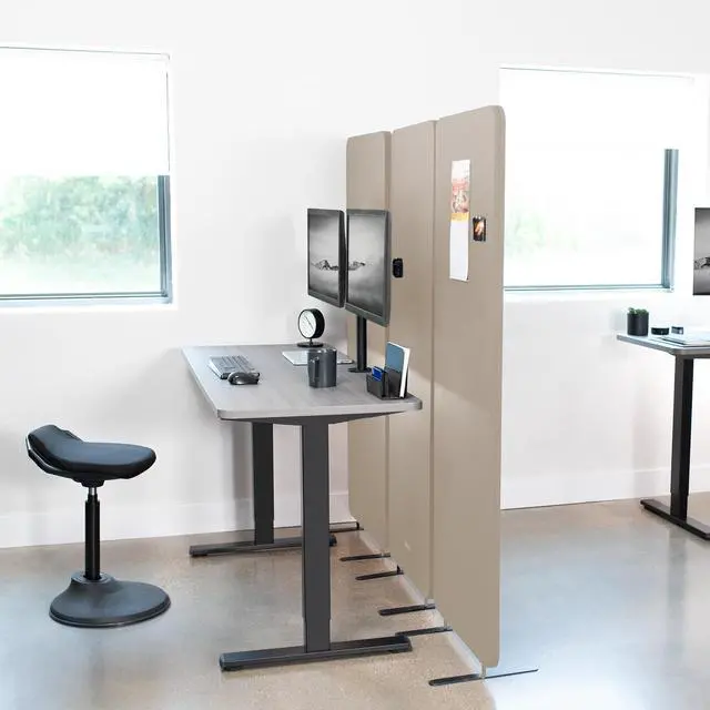 Alt view image 7 of 7 - VIVO Beige 72 x 66 inch Privacy Panel Office Partition, Cubicle Room Divider