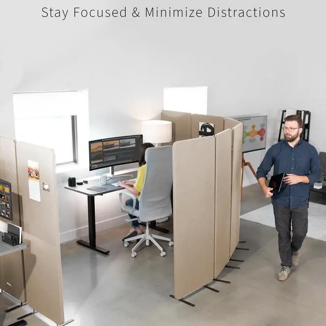 Alt view image 6 of 7 - VIVO Beige 72 x 66 inch Privacy Panel Office Partition, Cubicle Room Divider