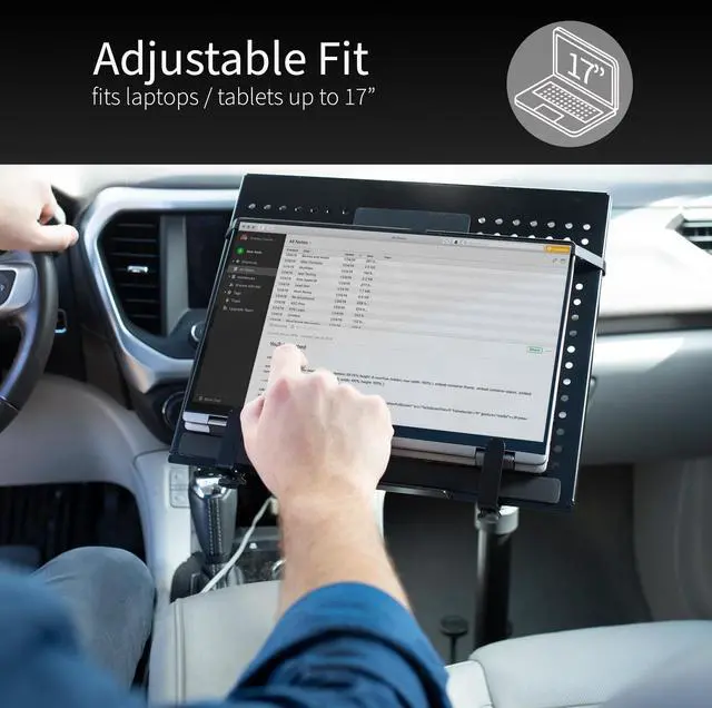 Alt view image 7 of 14 - VIVO Single Laptop Notebook Car Mount, Swivel Arm Adjustable Extension Clamp, Black, MOUNT-CAR01