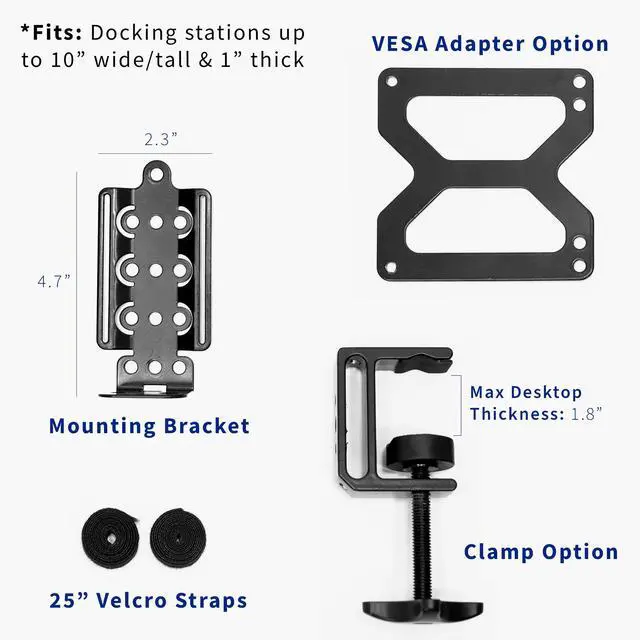 Alt view image 4 of 7 - VIVO Universal Docking Station Mount, Behind Monitor, Under Desk, or C-clamp