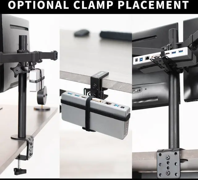 Alt view image 3 of 7 - VIVO Universal Docking Station Mount, Behind Monitor, Under Desk, or C-clamp
