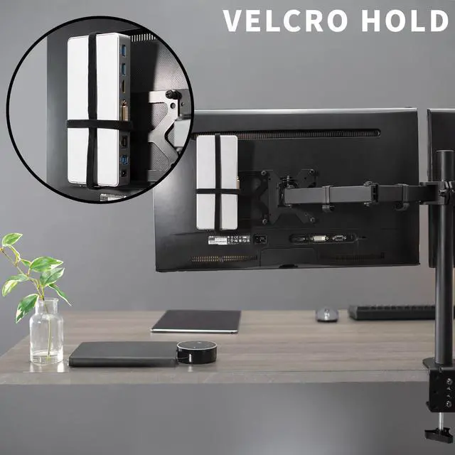Alt view image 5 of 7 - VIVO Universal Docking Station Mount, Behind Monitor, Under Desk, or C-clamp