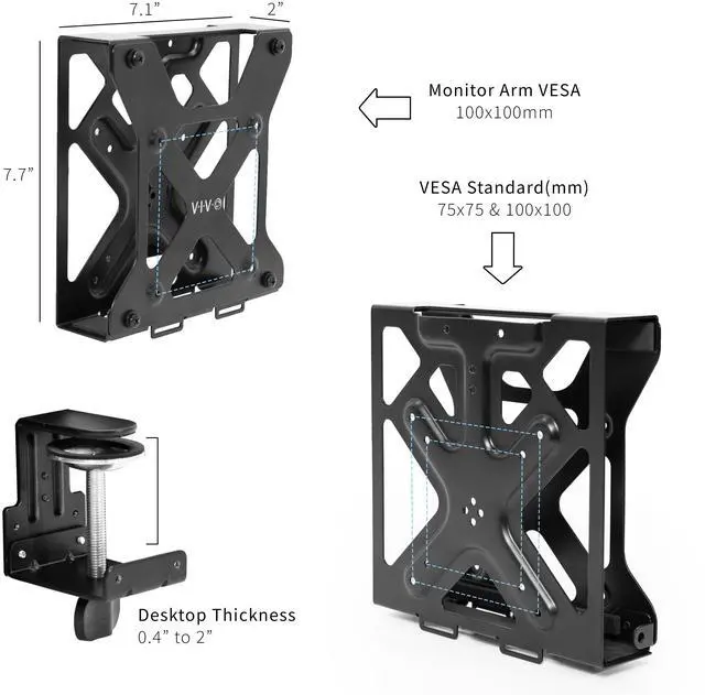 Alt view image 4 of 7 - VIVO Behind Monitor VESA Mount Designed for Dell OptiPlex Micro CPU, Monitor Arm Computer Holder, MOUNT-DLMM1