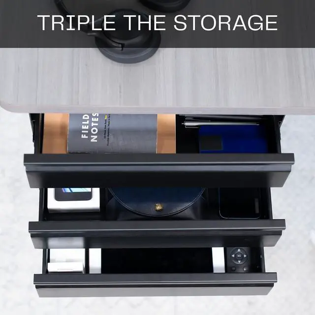 Alt view image 7 of 7 - VIVO Black 3 Level 16" Pull Out Under Desk Storage Drawer Set