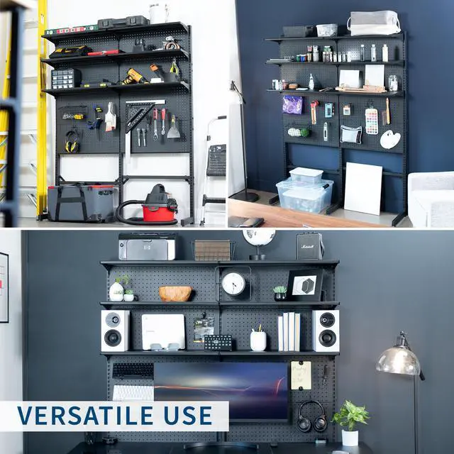 Alt view image 5 of 7 - VIVO Freestanding Modular Pegboard System, 74" High Magnetic Accessory Organizer for Home and Office, Black, PP-2-PB058