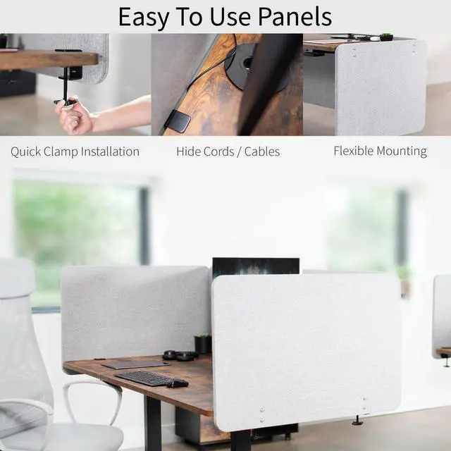 Alt view image 7 of 7 - VIVO Gray Clamp-on/Screw-on 71" x 24" Desktop Privacy Panel System (2 Panels)