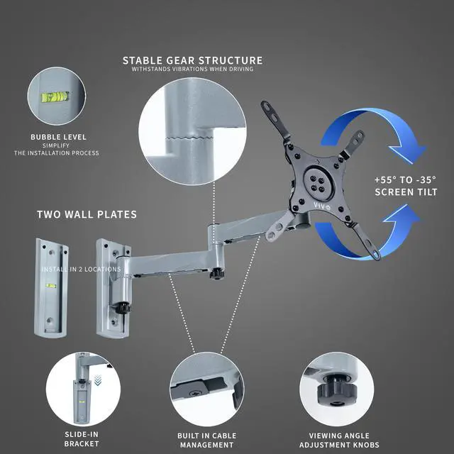 Alt view image 2 of 7 - VIVO Quick Release RV TV Wall Mount for 13" - 43" Screens, Lockable Bracket