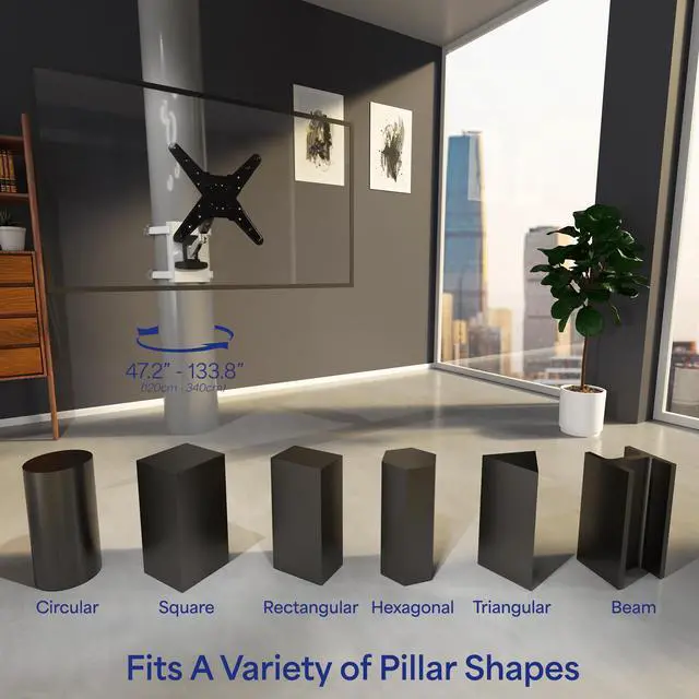 Alt view image 2 of 7 - VIVO Height Adjustable Exposed Column Pneumatic Mount for 40" to 70" TV Screen