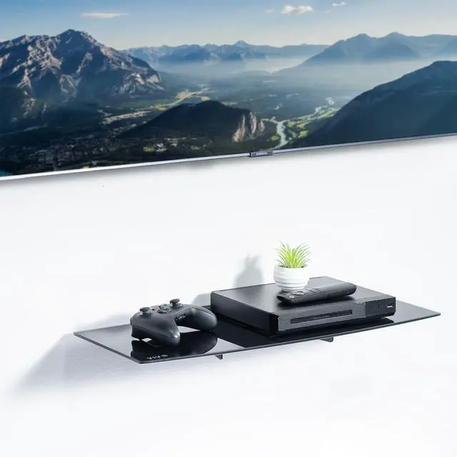 Alt view image 2 of 7 - VIVO Extra Long Floating Wall Mount 24" Tempered Glass Shelf for DVD Player, Game System, Audio, and More, MOUNT-SF024