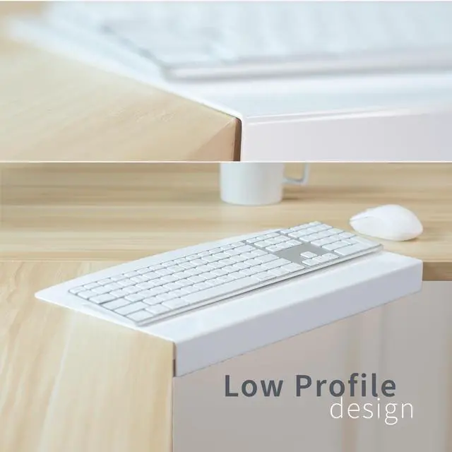 Alt view image 6 of 7 - VIVO White Steel L Desk Connector for Bridge Corner, Fits Keyboard Tray Mounts