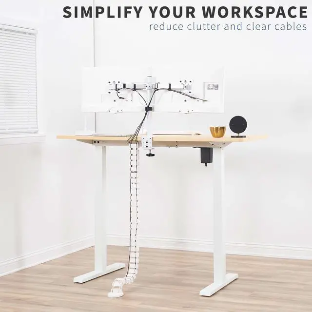 Alt view image 8 of 8 - VIVO White Vertebrae Cable Management Kit, Standing Desk Quad Wire Organizer