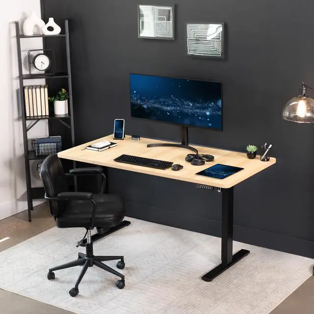 Alt view image 3 of 7 - VIVO Light Wood 60 x 30 inch Universal Table Top for Sit to Stand Desk Frames