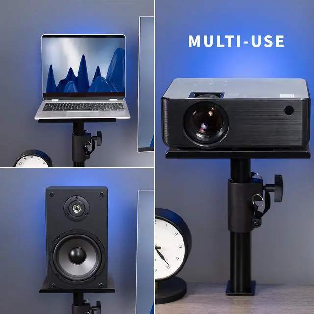 Alt view image 7 of 8 - VIVO Universal Black Steel Clamp-on Desk / Table Speaker Stands, 2 Pack