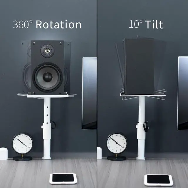 Alt view image 5 of 8 - VIVO Universal White Steel Clamp-on Desk / Table Speaker Stands, 2 Pack