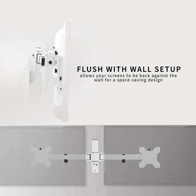 Alt view image 6 of 7 - VIVO White Steel Telescoping Flush Wall Mount for Dual 21"-32" Computer Monitors