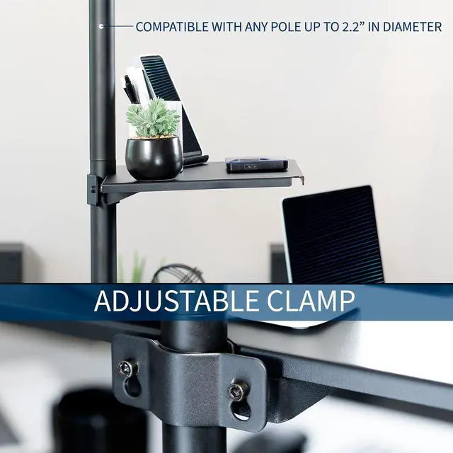 Alt view image 5 of 7 - VIVO Clamp-on 14" x 10" Utility Shelf Pole Mount | Fits TV Carts, Stands, & More