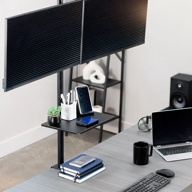 Alt view image 2 of 7 - VIVO Clamp-on 14" x 10" Utility Shelf Pole Mount | Fits TV Carts, Stands, & More