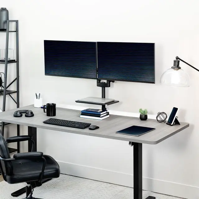 Alt view image 7 of 7 - VIVO Clamp-on 14" x 10" Utility Shelf Pole Mount | Fits TV Carts, Stands, & More