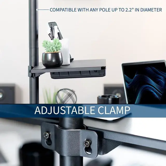 Alt view image 5 of 7 - VIVO Steel 14 x 10 inch Pole Mount Shelf with Drawer for Microphone Stand, TV Cart, Speaker Stand, and More, MOUNT-SF13D