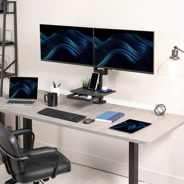 Alt view image 7 of 7 - VIVO Steel 14 x 10 inch Pole Mount Shelf with Drawer for Microphone Stand, TV Cart, Speaker Stand, and More, MOUNT-SF13D