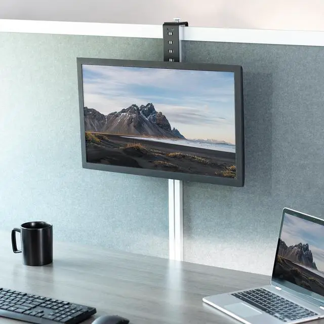 Alt view image 2 of 7 - VIVO Black Office Cubicle Monitor Mount Stand Attachment  for 17" to 32" Screen