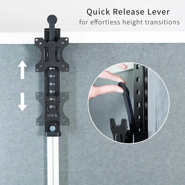 Alt view image 5 of 7 - VIVO Black Office Cubicle Monitor Mount Stand Attachment  for 17" to 32" Screen
