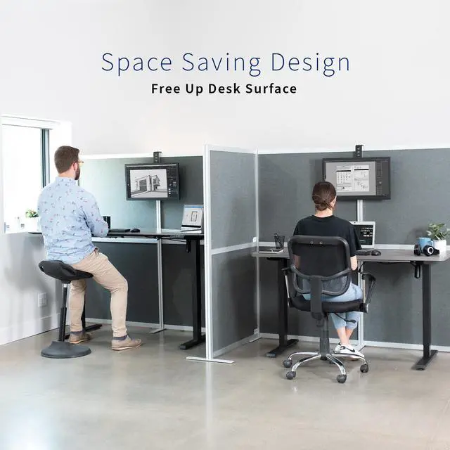 Alt view image 4 of 7 - VIVO Black Office Cubicle Monitor Mount Stand Attachment  for 17" to 32" Screen