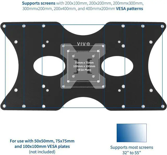 Alt view image 3 of 7 - VIVO Steel Adapter VESA Bracket 400x200mm for TV Screen Sizes 32" to 55"