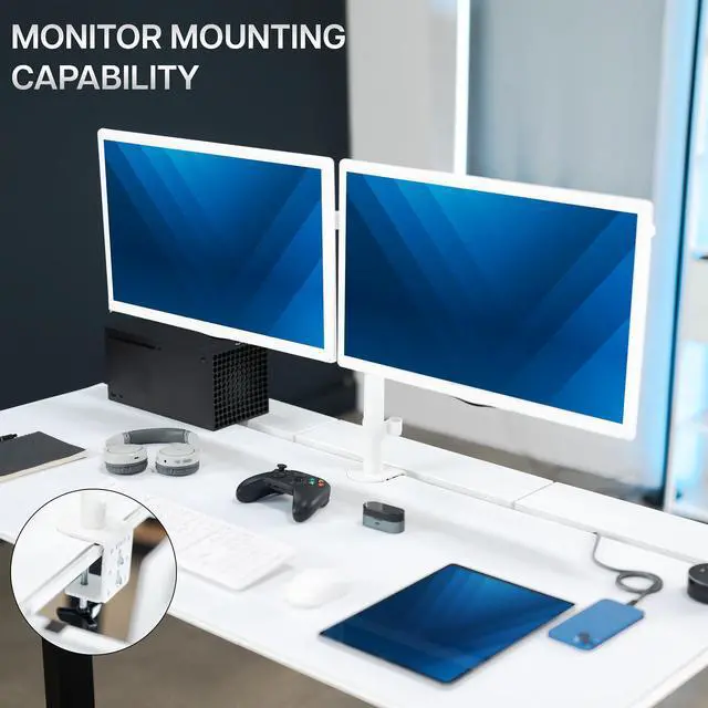 Alt view image 7 of 7 - VIVO White 60" x 30" Concealed Cable Table Top w/ Pad for Standing Desk Frames