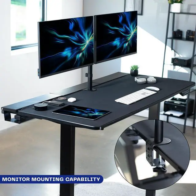 Alt view image 7 of 7 - VIVO Black 60" x 30" Concealed Cable Table Top w/ Pad for Standing Desk Frames