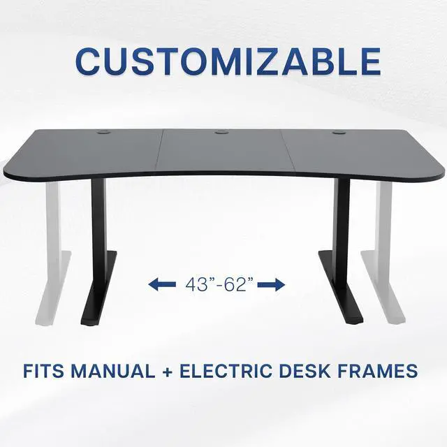 Alt view image 7 of 7 - VIVO Black 63 x 32 inch Universal Table Top for Height Adjustable Standing Desk Frames (DESK-TOP1B)